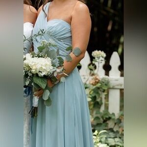 David’s Bridal Celebrate Dusty Blue One Shoulder Formal Dress Size 8